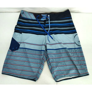 Volcom Modtech Boardshort Men 30 Blue Lightweight Stretch Swim Trunk Surf Beach